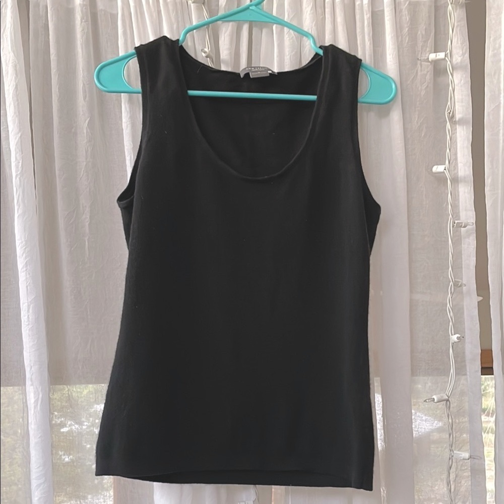 100% Cashmere Black Tank Sleeveless Top Ann Taylor